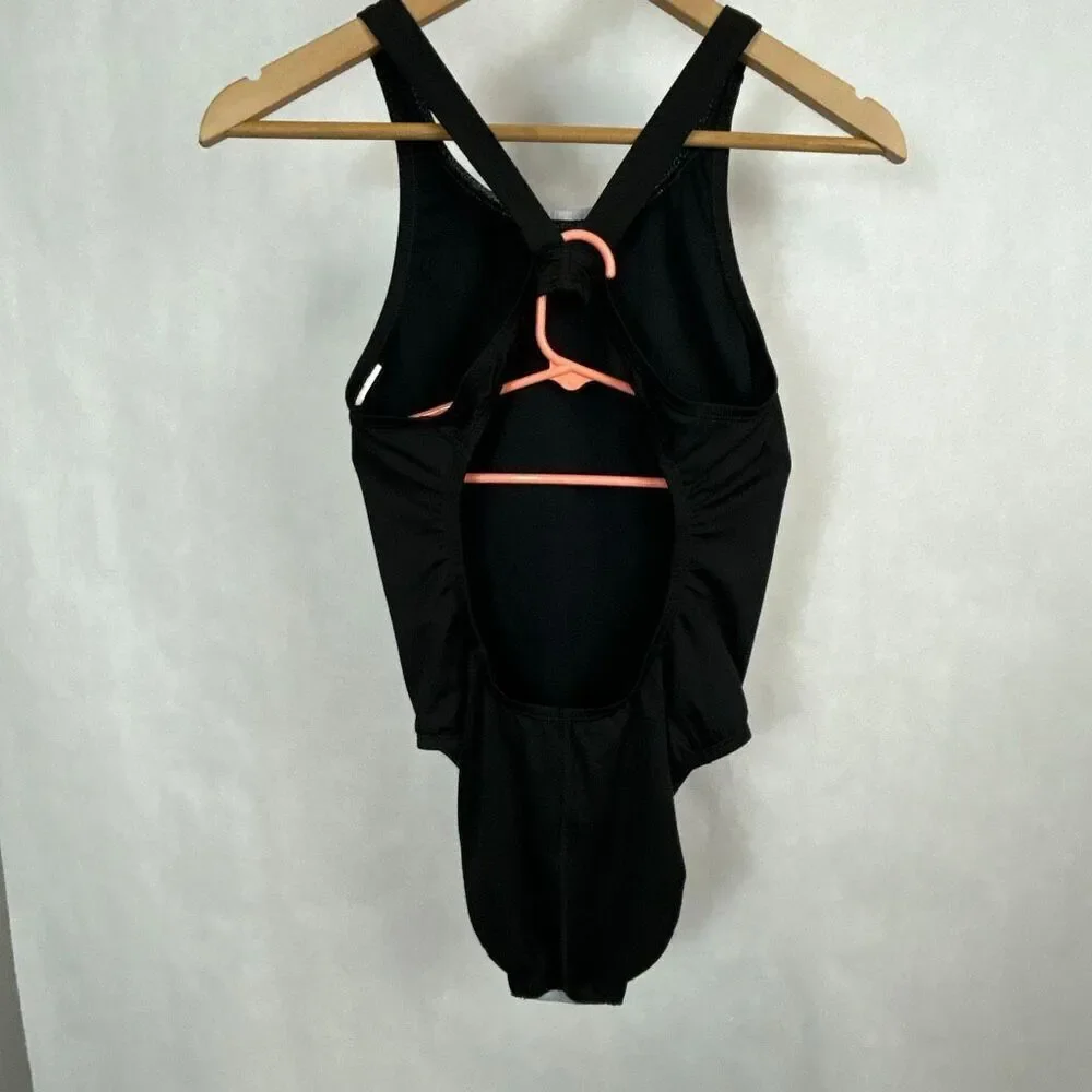 Nike Fade Sting Fastback Swimsuit Sz 10 Black Gray White Ombre Racerback One Pc